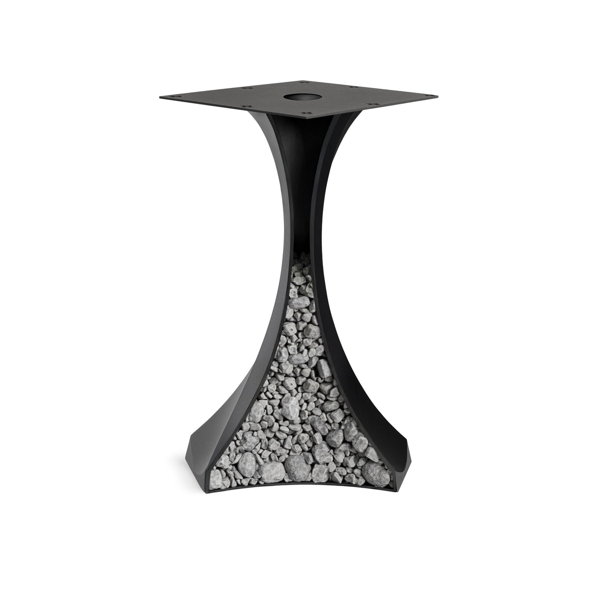 round table with wooden top and black pedestal base