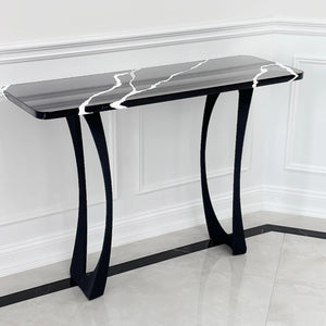 Black Metal Counter Base 603 Cleo 34.3" H – Scandinavian minimalist counter base set (2 pieces) handcrafted from heavy-duty powder-coated steel in matte black. These sculptural metal counter-height bases provide an ultra-sturdy foundation (1,000 lbs capacity; 9"L x 2.7"W). A premium DIY steel counter base engineered with a precision-drilled 11" x 4.3" mounting plate to securely support a heavy live-edge tabletop, marble slab, or wood counter top.