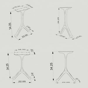 Black Metal Counter Table Base 612 Wishbone 34" H – Mid-Century modern counter height table base set (2 pieces) featuring a classic, iconic "wishbone" silhouette handcrafted from heavy-duty powder-coated steel in matte black. These architectural metal counter-height bases provide an ultra-sturdy foundation (1,000 lbs capacity; 22"L x 2.5"W). A premium DIY steel counter base engineered with a precision-drilled 16.5" x 4.3" mounting plate to securely support a heavy live-edge tabletop, marble slab, or wood co