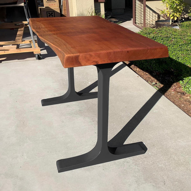 Counter table set up in a home interior with 613 Wineglass 34" H metal counter table legs providing clean modern support.