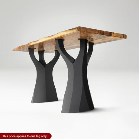 modern counter table with wooden top and black metal legs