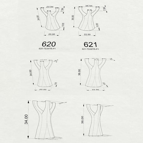 technical drawings of counter table legs