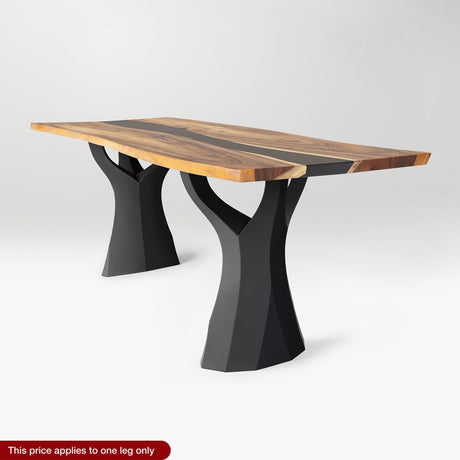 counter table with wooden top and black metal legs