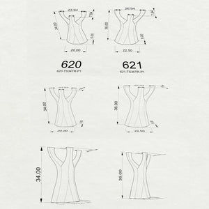 3D drawings of counter table legs 621 Ramo with measurements