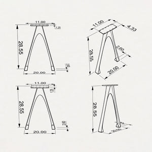 Metal Table Legs - 434 Arlo - 22W, 28H inch - Set of 2 pcs metal table legs furniture dining table kitchen and dining woodwork iron live edge wood sofa hallway table office desk flowyline design industrial & rustic style heavy duty; how to make desk legs; how to make legs for a desk; building desk legs; how to build desk legs; desk legs diy;