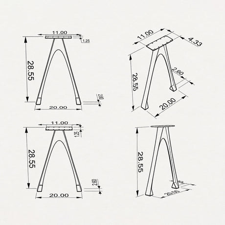 Metal Table Legs - 434 Arlo - 22W, 28H inch - Set of 2 pcs metal table legs furniture dining table kitchen and dining woodwork iron live edge wood sofa hallway table office desk flowyline design industrial & rustic style heavy duty; how to make desk legs; how to make legs for a desk; building desk legs; how to build desk legs; desk legs diy;