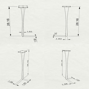 Metal Table Legs - 501 Snello - 2, 2, 28H inch - Set of 4 pcs metal table legs furniture kitchen and dining dining table mid century modern handmade furniture office desk industrial & rustic style heavy duty flowyline design
