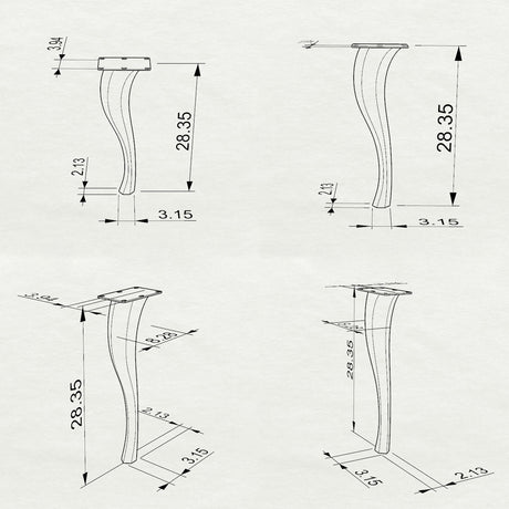 Black Metal Desk Base 502 Priya 28.1" H – Neoclassical-inspired desk base set (4 pieces) featuring a sleek, minimalist profile handcrafted from heavy-duty powder-coated steel in matte black. These architectural metal desk bases provide an ultra-sturdy foundation (1,000 lbs capacity; 3.1"L x 2.2"W). A premium DIY steel desk base engineered with a precision-drilled 9.2" x 4.3" mounting plate to securely support a heavy live-edge tabletop, marble slab, or wood desk top.