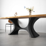 Metal Table Base - 310 Hoshi - 50, 21, 28H inch metal table legs table base steel mid century modern Pedestal stand kitchen base for table top trestle table base granite iron flowyline design home and living industrial and rustic style heavy duty