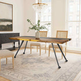 wooden table with black metal legs