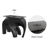 Black Metal End Table Base 802S Elephas 20" H – Industrial-minimalist sculptural pedestal end table base featuring a iconic, biomorphic "elephant" silhouette handcrafted from heavy-duty powder-coated steel in matte black. This artisanal end table base provides an ultra-sturdy foundation (1,000 lbs capacity; 28.5"L x 12"W). A premium DIY steel side table base engineered with a precision-drilled 23.6" x 15.7" mounting plate to securely support a heavy live-edge tabletop, marble slab, or wood side table top.