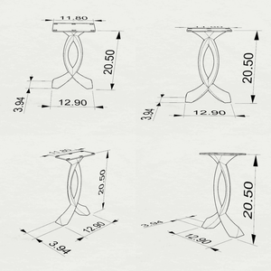 Wooden end table top supported by sculptural 219 Curva 20" H cruved design metal legs for end table.
