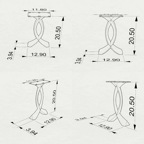 Wooden end table top supported by sculptural 219 Curva 20" H cruved design metal legs for end table.