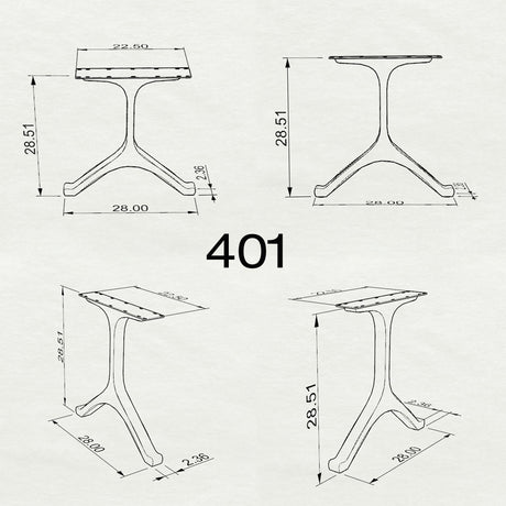 Black Metal Table Base 401 | 437 Wishbone 28.3" H – Mid-Century modern table base set (2 pieces) handcrafted from heavy-duty powder-coated steel in matte black. These architectural metal dining bases provide an ultra-sturdy foundation (1,000 lbs capacity) available in 28"L (Wishbone 401) or 22"L (Wishbone 437) configurations. A premium DIY steel table base engineered with precision-drilled mounting plates to securely support a heavy live-edge tabletop, marble slab, or wood dining top.