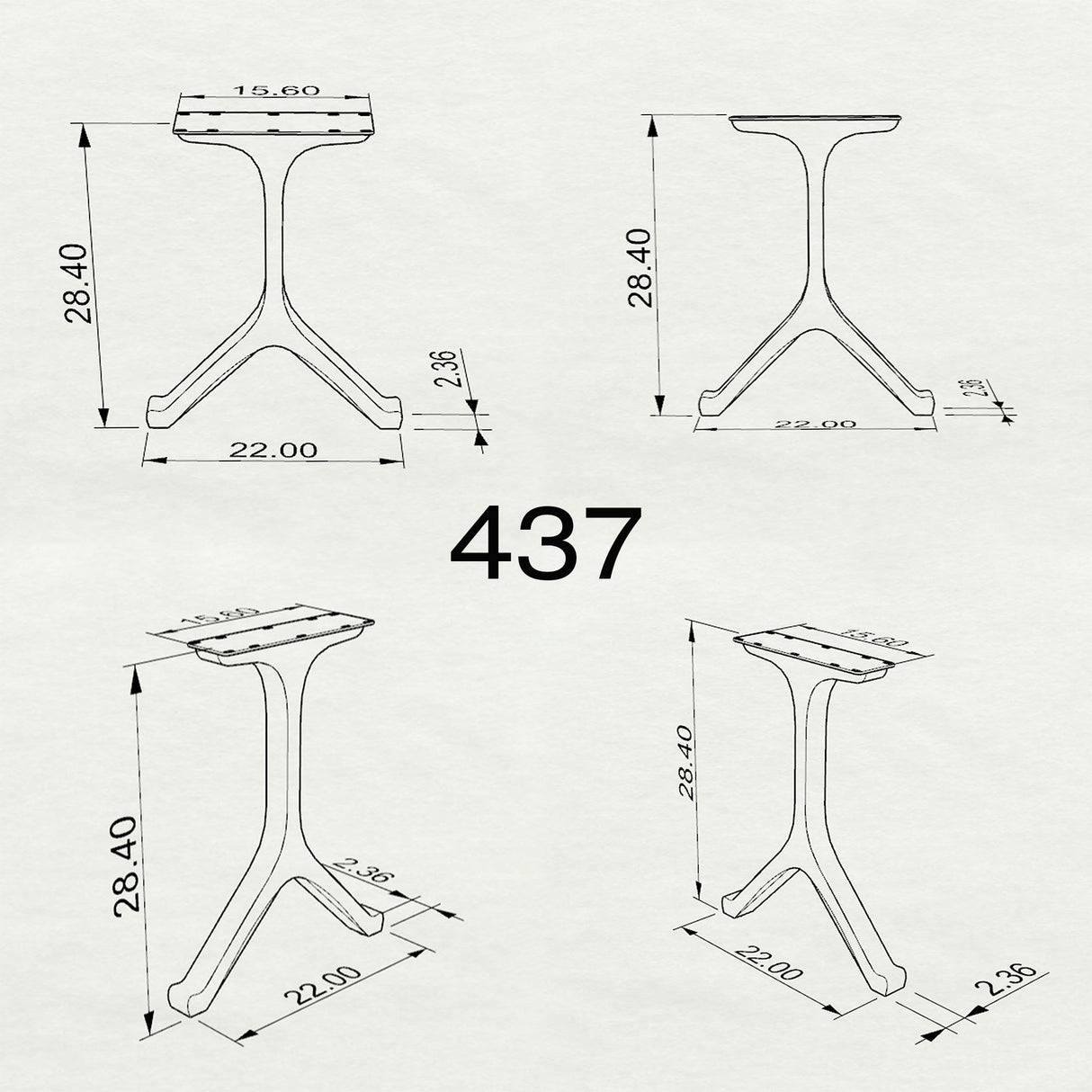 Black Metal Table Base 401 | 437 Wishbone 28.3" H – Mid-Century modern table base set (2 pieces) handcrafted from heavy-duty powder-coated steel in matte black. These architectural metal dining bases provide an ultra-sturdy foundation (1,000 lbs capacity) available in 28"L (Wishbone 401) or 22"L (Wishbone 437) configurations. A premium DIY steel table base engineered with precision-drilled mounting plates to securely support a heavy live-edge tabletop, marble slab, or wood dining top.