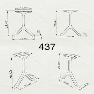 Black Metal Table Base 401 | 437 Wishbone 28.3" H – Mid-Century modern table base set (2 pieces) handcrafted from heavy-duty powder-coated steel in matte black. These architectural metal dining bases provide an ultra-sturdy foundation (1,000 lbs capacity) available in 28"L (Wishbone 401) or 22"L (Wishbone 437) configurations. A premium DIY steel table base engineered with precision-drilled mounting plates to securely support a heavy live-edge tabletop, marble slab, or wood dining top.