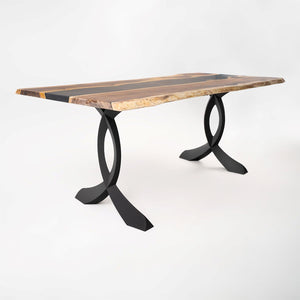 Metal Table Legs - 418 Curva - 25W, 28H inch - Set of 2 pcs metal table legs furniture steel flowyline design dining table home and living pub furniture Handmade Furniture Side Table iron epoxy dining table desk legs industrial & rustic style heavy duty flowyline design