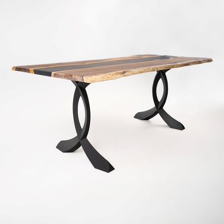 Metal Table Legs - 418 Curva - 25W, 28H inch - Set of 2 pcs metal table legs furniture steel flowyline design dining table home and living pub furniture Handmade Furniture Side Table iron epoxy dining table desk legs industrial & rustic style heavy duty flowyline design