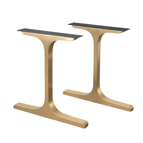 Gold Brass Table Legs - 431 Wineglass - 27W, 28H inch - Set of 2 pcs metal table legs desk legs flowyline design kitchen table dining table furniture standing desk legs modern desk office industrial & rustic style heavy duty