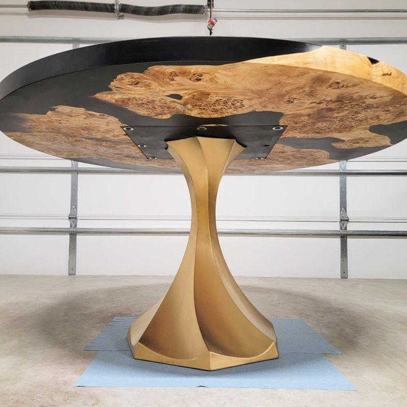 Table Base 311 Lithe 28H Handmade Gold Brass Metal - Flowyline