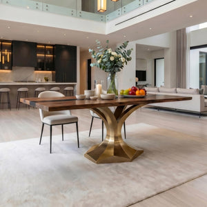 Gold Table Base 304 Dentro 28H for Luxurious rectangle Tabletop