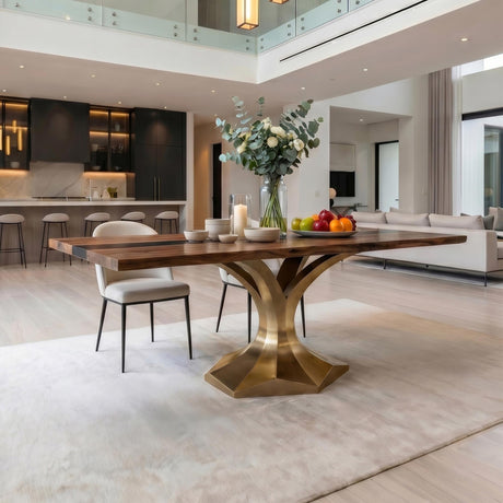 Gold Table Base 304 Dentro 28H for Luxurious rectangle Tabletop