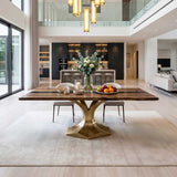 Gold Table Base 304 Dentro 28H for Luxurious rectangle Tabletop