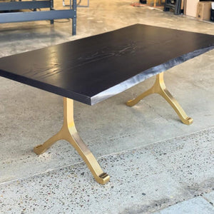 Gold Brass Table Legs - 430 Wishbone - 28W, 28H inch - Set of 2 pcs metal table legs furniture brass table dining table steel kitchen and dining flowyline design handmade furniture modern desk industrial & rustic style heavy duty sofa table legs