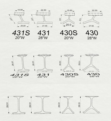 Gold Brass Table Legs - 431 Wineglass - 27W, 28H inch - Set of 2 pcs metal table legs desk legs flowyline design kitchen table dining table furniture standing desk legs modern desk office industrial & rustic style heavy duty