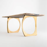 Gold Brass Table Legs - 442 Cleo - 22W, 28H inch - Set of 2 pcs metal table legs brass table legs steel flowyline design outdoor furniture metal legs for table dining table side table handmade furniture modern desk office desk brass desk industrial & rustic style heavy duty flowyline design