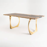 Gold Brass Table Legs - 442 Cleo - 22W, 28H inch - Set of 2 pcs metal table legs brass table legs steel flowyline design outdoor furniture metal legs for table dining table side table handmade furniture modern desk office desk brass desk industrial & rustic style heavy duty flowyline design