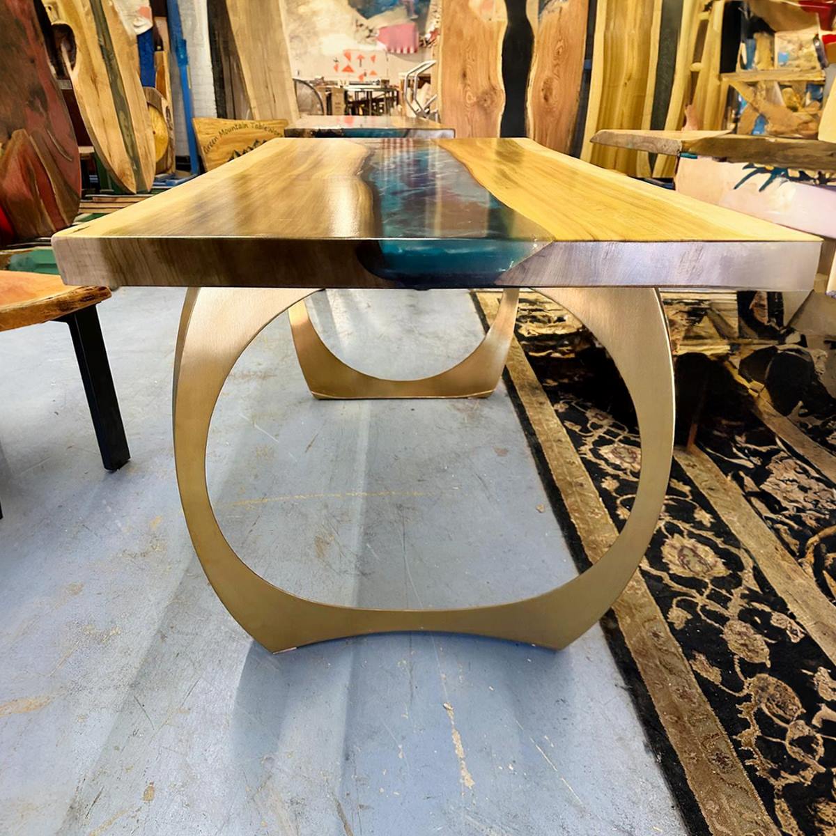 Gold Table Legs 442 Cleo 28H for Live-Edge Tabletop | Flowyline