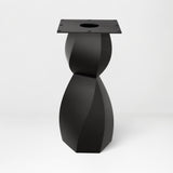 Metal Table Base 338 Eve 28.5" H – graceful and soft pedestal base handcrafted from heavy-duty powder-coated steel in matte black. This sculptural metal base features a compact, flowing curve design and a sturdy foundation (1,000 lbs capacity), specifically engineered to support a heavy live-edge tabletop, round wood top, or marble slab. A premium DIY steel table base and modern furniture foundation that brings a clean look and steady support to custom dining tables and cozy breakfast nooks.