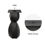 Metal Table Base 338 Eve 28.5" H – graceful and soft pedestal base handcrafted from heavy-duty powder-coated steel in matte black. This sculptural metal base features a compact, flowing curve design and a sturdy foundation (1,000 lbs capacity), specifically engineered to support a heavy live-edge tabletop, round wood top, or marble slab. A premium DIY steel table base and modern furniture foundation that brings a clean look and steady support to custom dining tables and cozy breakfast nooks.