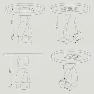 Metal Table Base 338 Eve 28.5" H – graceful and soft pedestal base handcrafted from heavy-duty powder-coated steel in matte black. This sculptural metal base features a compact, flowing curve design and a sturdy foundation (1,000 lbs capacity), specifically engineered to support a heavy live-edge tabletop, round wood top, or marble slab. A premium DIY steel table base and modern furniture foundation that brings a clean look and steady support to custom dining tables and cozy breakfast nooks.