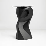 Metal Table Base 801 Owra 28.5" H – heavy-duty pedestal base featuring a sculptural owl-inspired silhouette in matte black powder-coated steel. This high-capacity metal base (1,000 lbs) provides a sturdy foundation specifically designed to support a heavy live-edge tabletop, thick marble slab, or glass top. A premium DIY steel table base and industrial furniture foundation that ensures steady support for custom dining room projects and professional commercial spaces.