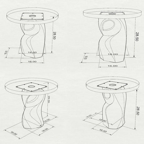 Metal Table Base 801 Owra 28.5" H – heavy-duty pedestal base featuring a sculptural owl-inspired silhouette in matte black powder-coated steel. This high-capacity metal base (1,000 lbs) provides a sturdy foundation specifically designed to support a heavy live-edge tabletop, thick marble slab, or glass top. A premium DIY steel table base and industrial furniture foundation that ensures steady support for custom dining room projects and professional commercial spaces.