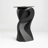 Metal Table Base 801 Owra 28.5" H – heavy-duty pedestal base featuring a sculptural owl-inspired silhouette in matte black powder-coated steel. This high-capacity metal base (1,000 lbs) provides a sturdy foundation specifically designed to support a heavy live-edge tabletop, thick marble slab, or glass top. A premium DIY steel table base and industrial furniture foundation that ensures steady support for custom dining room projects and professional commercial spaces.