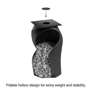 Metal Table Base 801 Owra 28.5" H – heavy-duty pedestal base featuring a sculptural owl-inspired silhouette in matte black powder-coated steel. This high-capacity metal base (1,000 lbs) provides a sturdy foundation specifically designed to support a heavy live-edge tabletop, thick marble slab, or glass top. A premium DIY steel table base and industrial furniture foundation that ensures steady support for custom dining room projects and professional commercial spaces.