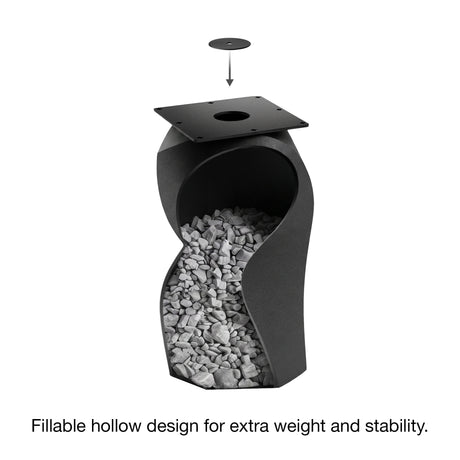 Metal Table Base 801 Owra 28.5" H – heavy-duty pedestal base featuring a sculptural owl-inspired silhouette in matte black powder-coated steel. This high-capacity metal base (1,000 lbs) provides a sturdy foundation specifically designed to support a heavy live-edge tabletop, thick marble slab, or glass top. A premium DIY steel table base and industrial furniture foundation that ensures steady support for custom dining room projects and professional commercial spaces.