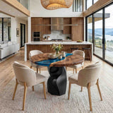 Metal Table Base 801 Owra 28.5" H – heavy-duty pedestal base featuring a sculptural owl-inspired silhouette in matte black powder-coated steel. This high-capacity metal base (1,000 lbs) provides a sturdy foundation specifically designed to support a heavy live-edge tabletop, thick marble slab, or glass top. A premium DIY steel table base and industrial furniture foundation that ensures steady support for custom dining room projects and professional commercial spaces.