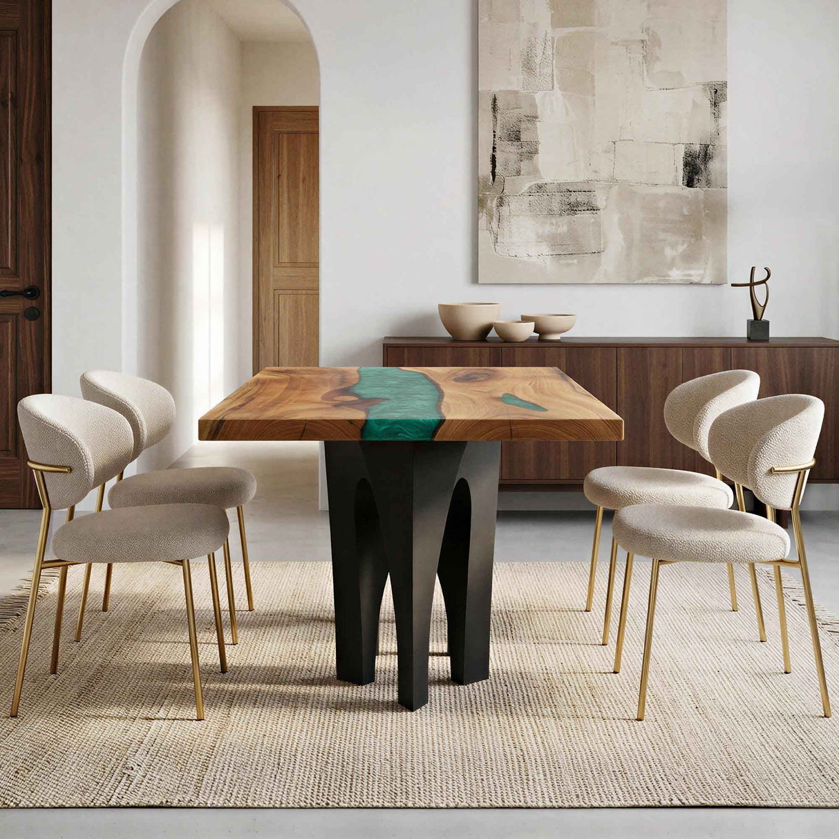 Metal Table Base 802 Elephas 28.5" H – elephant-inspired powder-coated steel base, ideal for custom dining tables or statement pieces. Biomorphic design suits modern and minimalist spaces, supporting wood, glass, or stone tops  - interior 