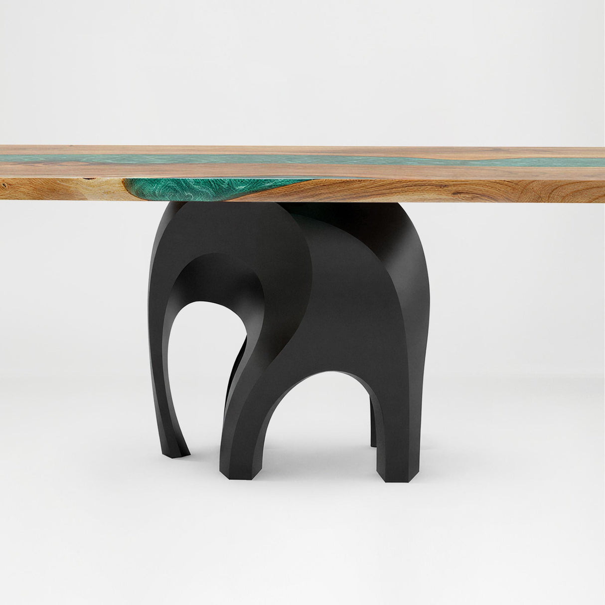 Metal Table Base 802 Elephas 28.5" H – powder-coated steel base with wood table top on a clean white background, ideal for custom dining tables and modern interiors.