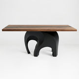 Metal Table Base 802B Elephas 28.5" H – powder-coated steel base with wood table top on a clean white background, ideal for custom dining tables and modern interiors.