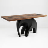 Metal Table Base 802B Elephas 28.5" H – powder-coated steel base with wood table top on a clean white background, ideal for custom dining tables and modern interiors.