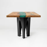 Metal Table Base 802 Elephas 28.5" H – powder-coated steel base with wood table top on a clean white background, ideal for custom dining tables and modern interiors.