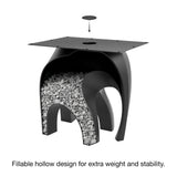 Black Metal Table Base 802 & 802B Elephas 28.5" H – Scandinavian minimalist pedestal table base featuring an iconic, biomorphic "elephant" silhouette handcrafted from heavy-duty powder-coated steel in matte black. These architectural dining table bases provide an ultra-sturdy foundation (1,000 lbs capacity) available in 28.7"L (Model 802) or 37"L (Model 802B) configurations. A premium DIY steel table base engineered with an expansive, precision-drilled 29.5" x 19.7" mounting plate to securely support a heav