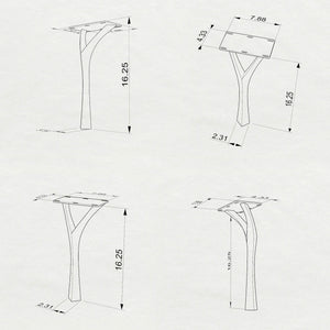 technical drawing of a chair with dimensions on a white background