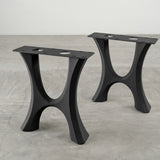 pair of black Haru 103 metal bench legs 16.3 inch height modern design