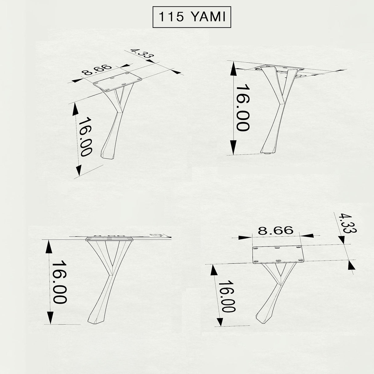 Bench Legs 115 Yami 16H Industrial Metal Furniture FlowyLine Design Coffee Table Base for DIY furniture dining home decor epoxy woodworkmodern coffee table metal bench legs steel x bench legs adjustable stool bench x legs narrow wood bench for entryway modern end table